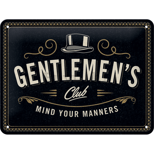 Metalna tabla: Gentlemen's Club - 15x20 cm