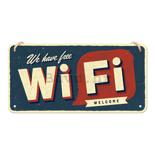 Metalna viseća tabla: Free Wi-Fi - 10x20 cm