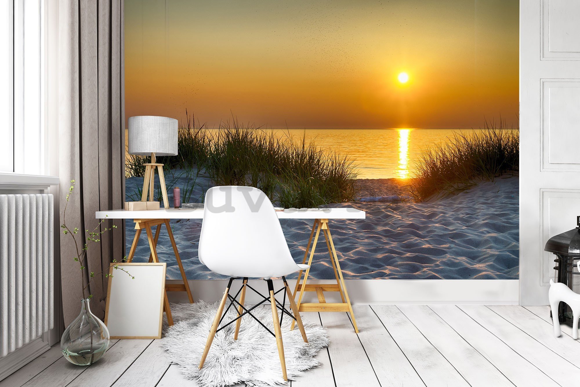 Vlies foto tapeta: Zalazak sunca na plaži (5) - 416x254 cm