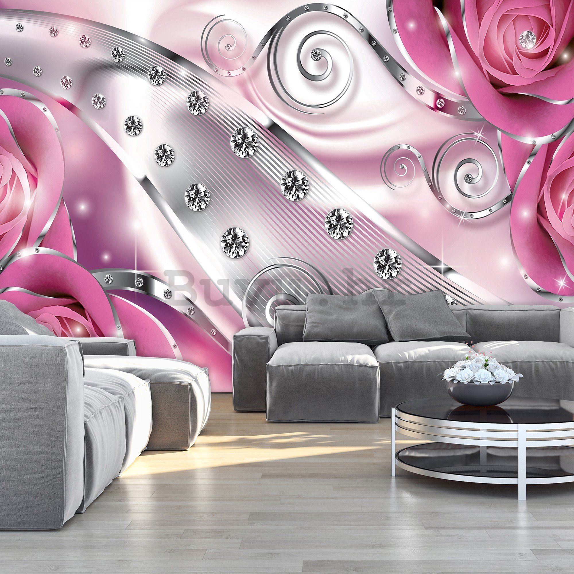 Vlies foto tapeta: Luksuzna apstrakcija (ružičasta) - 416x254 cm