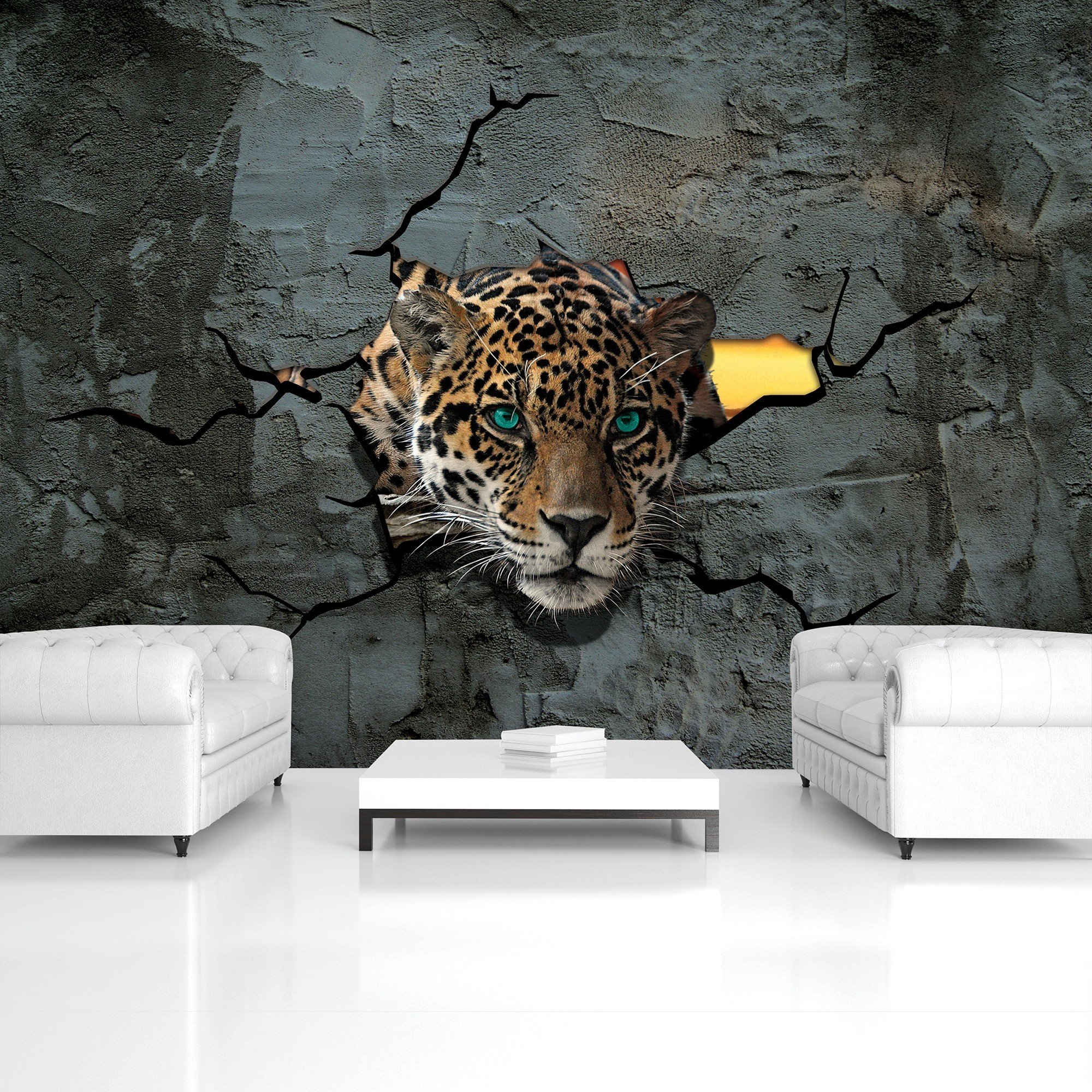 Vlies foto tapeta: Gepard u zidu - 416x254 cm