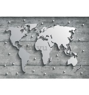 Vlies foto tapeta: Metalna karta svijeta - 416x254 cm