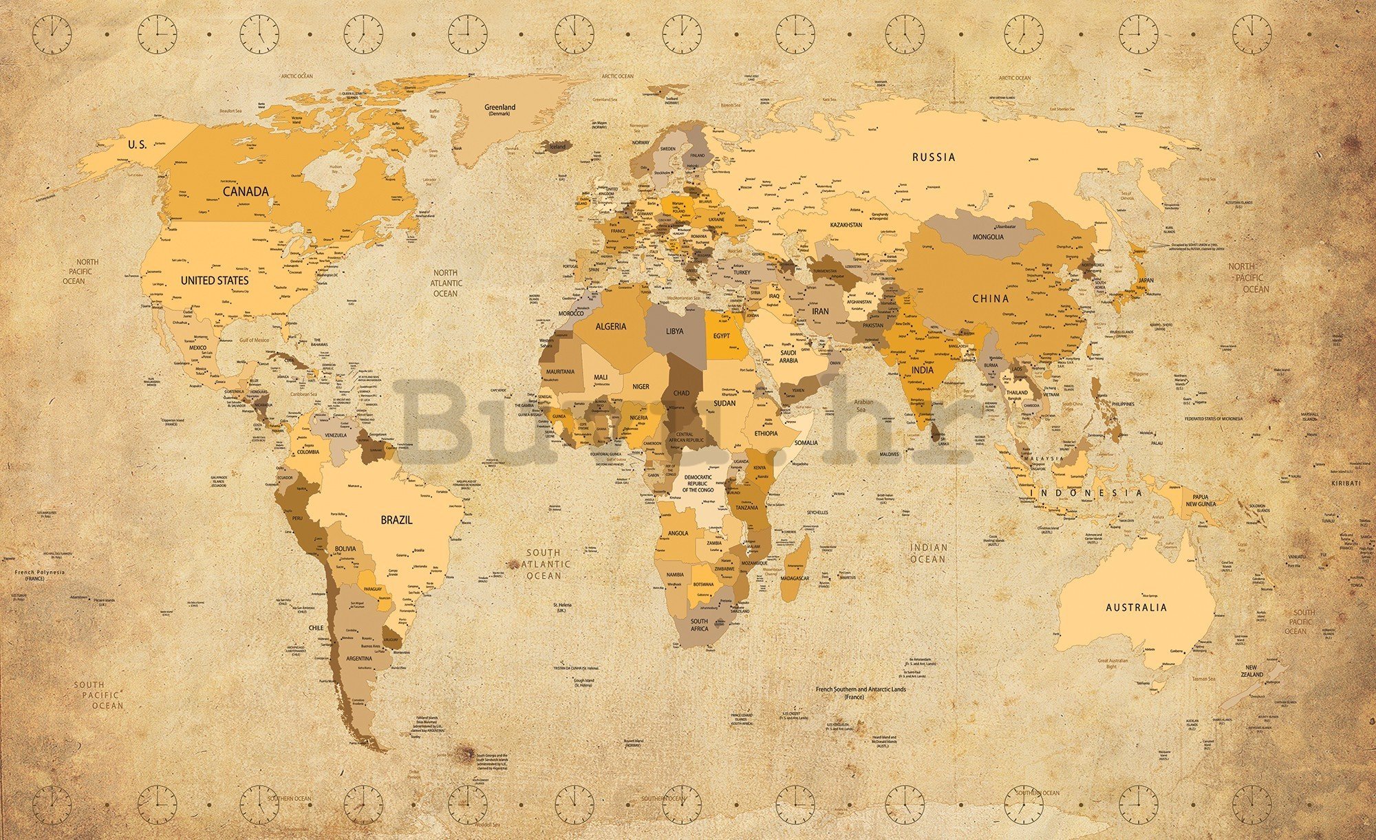 Vlies foto tapeta: Karta svijeta (Vintage) - 416x254 cm