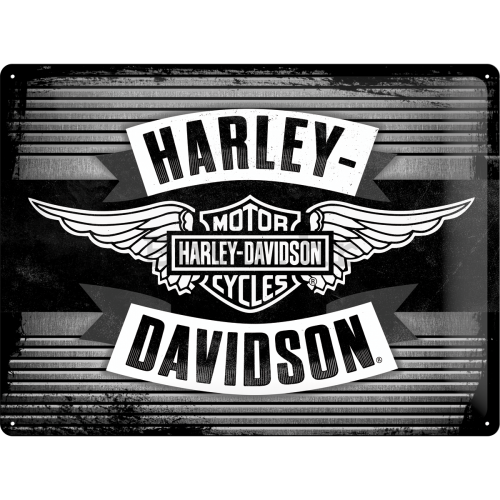 Metalna tabla - Harley-Davidson (crno-bijeli logotip)
