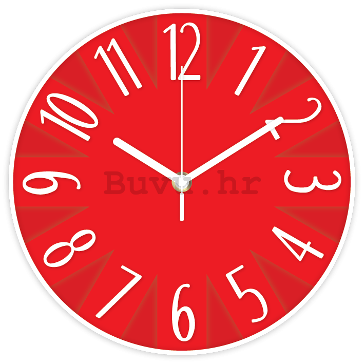 Zidni sat: Dizajnirano (crvena) - 25 cm