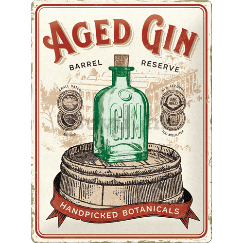 Metalna tabla: Aged Gin Barrel - 30x40 cm