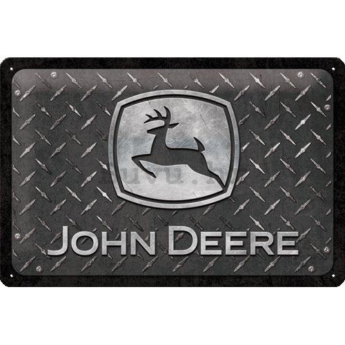 Metalna tabla: John Deere (Diamond Plate Black) - 30x20 cm