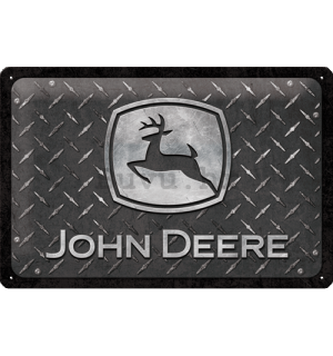 Metalna tabla: John Deere (Diamond Plate Black) - 30x20 cm