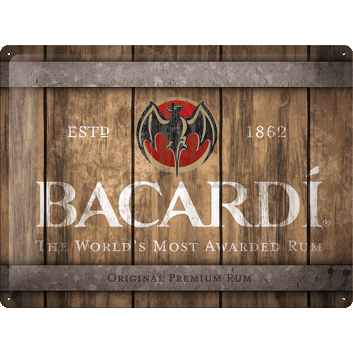 Metalna tabla: Bacardi (Wood Barrel Logo) - 40x30 cm