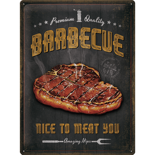 Metalna tabla: Barbecue Nice To Meat You - 40x30 cm