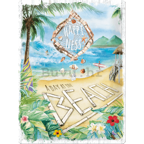 Metalna tabla: Happiness is a day at the beach - 40x30 cm