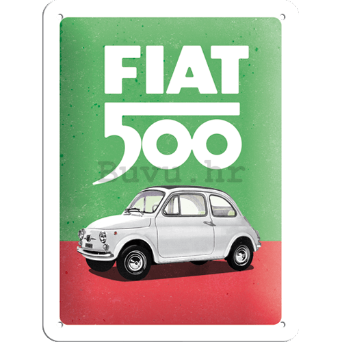Metalna tabla: Fiat 500 (Italian Colours) - 15x20 cm