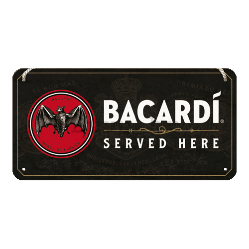 Metalna viseća tabla: Bacardi Served Here- 20x10 cm