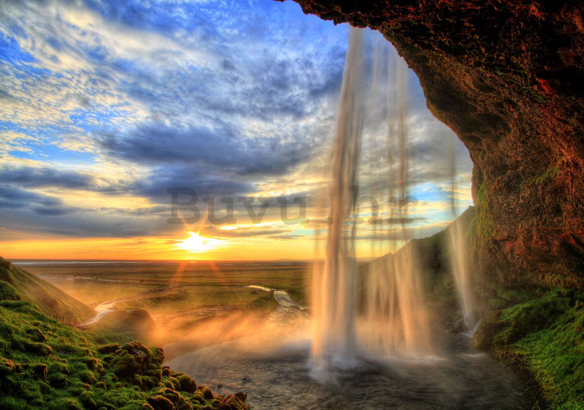 Vlies foto tapeta: Vodopad pri zalasku sunca - 184x254 cm