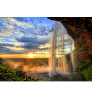 Vlies foto tapeta: Vodopad pri zalasku sunca - 184x254 cm