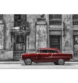 Foto tapeta: Kubanski ulični crveni automobil - 104x152,5 cm