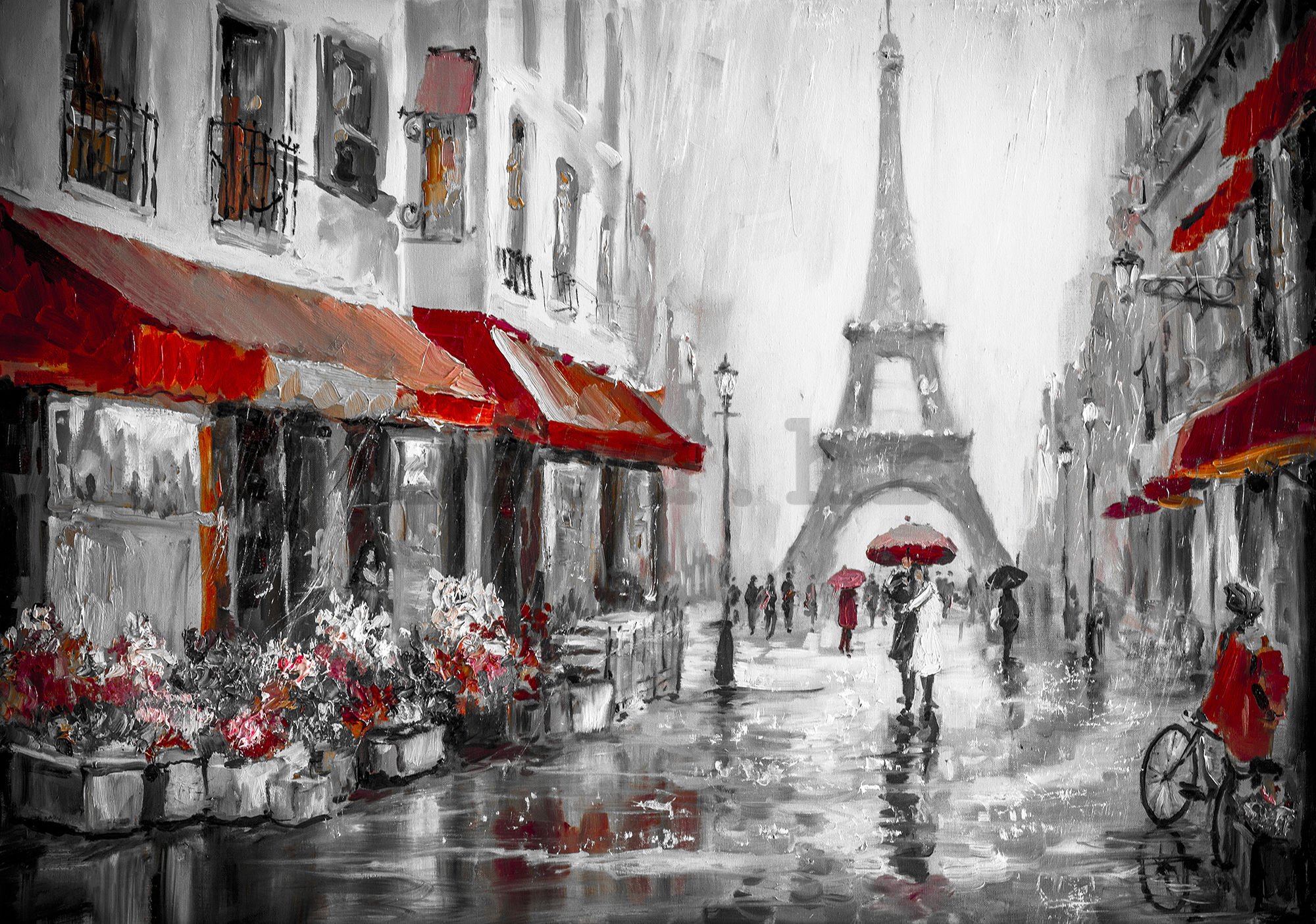 Foto tapeta: Kišno vrijeme u blizini Eiffelovog tornja - 184x254 cm