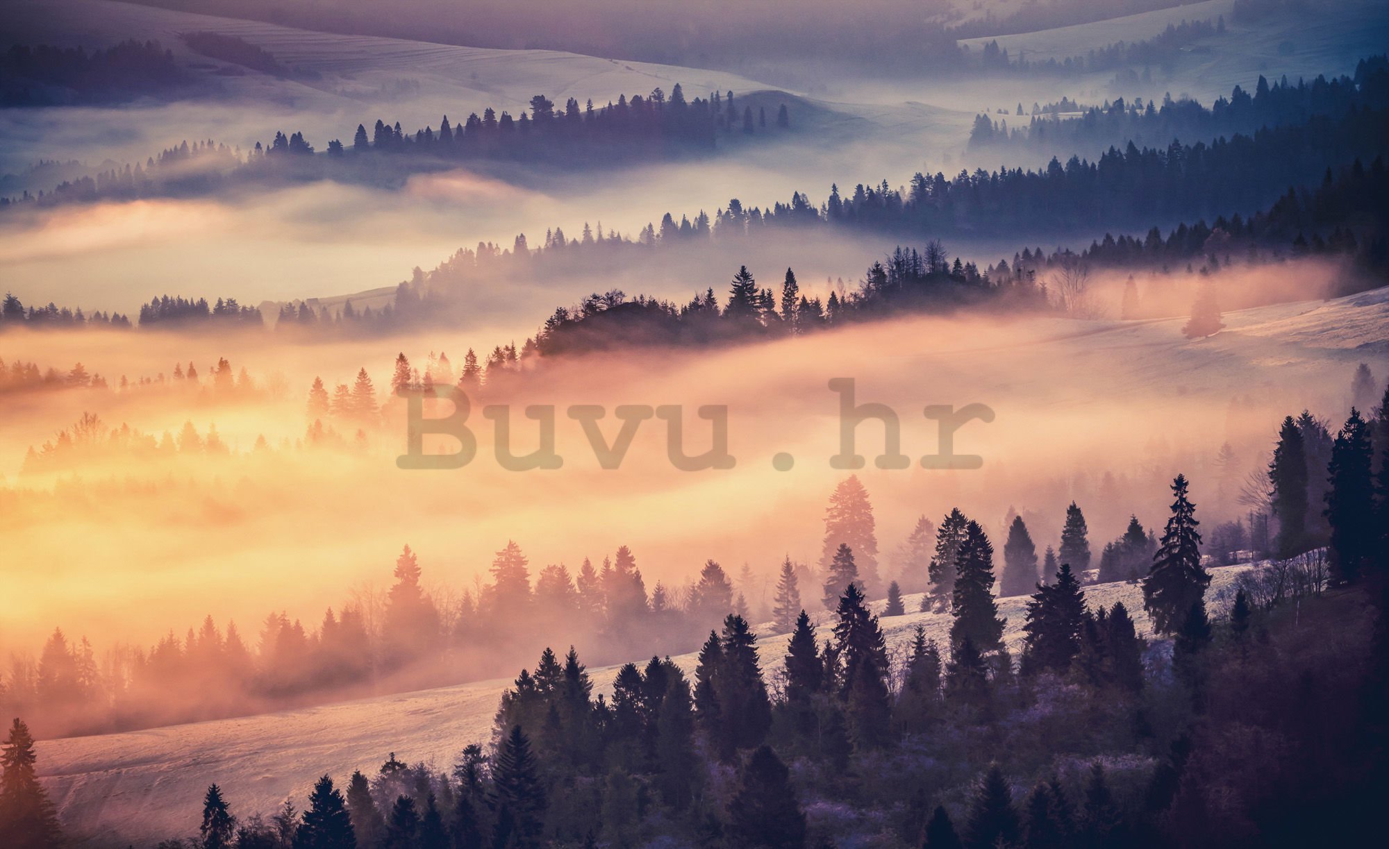 Vlies foto tapeta: Magla nad planinama - 254x368 cm