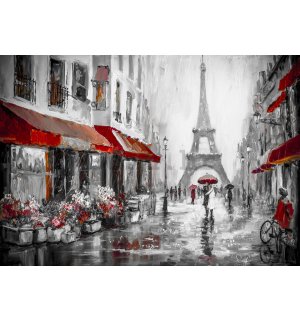 Vlies foto tapeta: Kišno vrijeme u blizini Eiffelovog tornja - 416x254 cm