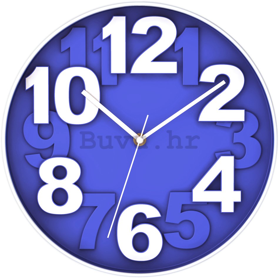Zidni sat: Plava (veliki brojevi) - 30 cm