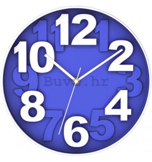 Zidni sat: Plava (veliki brojevi) - 30 cm