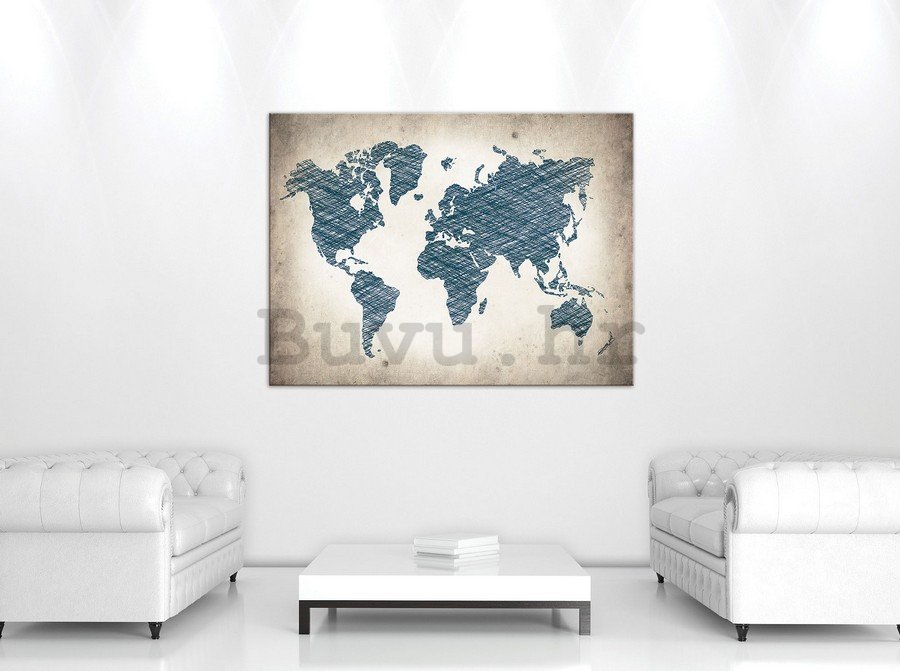 Slika na platnu: Slikana karta svijeta (1) - 75x100 cm