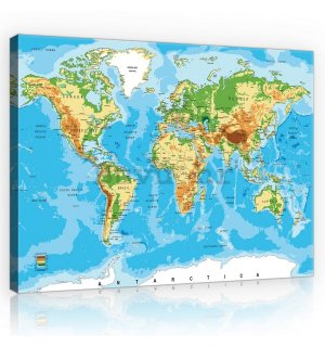 Slika na platnu: Karta svijeta (3) - 75x100 cm