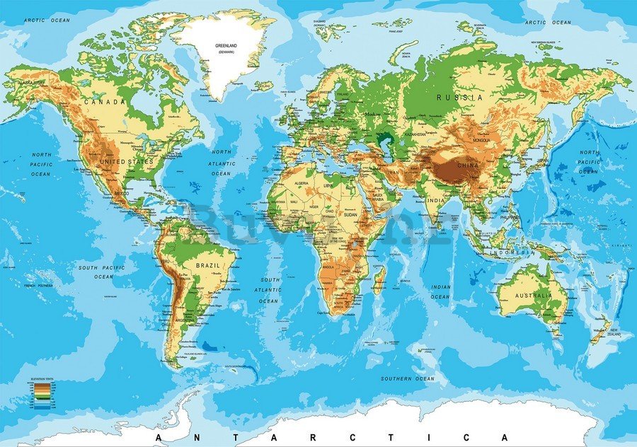 Slika na platnu: Karta svijeta (3) - 75x100 cm