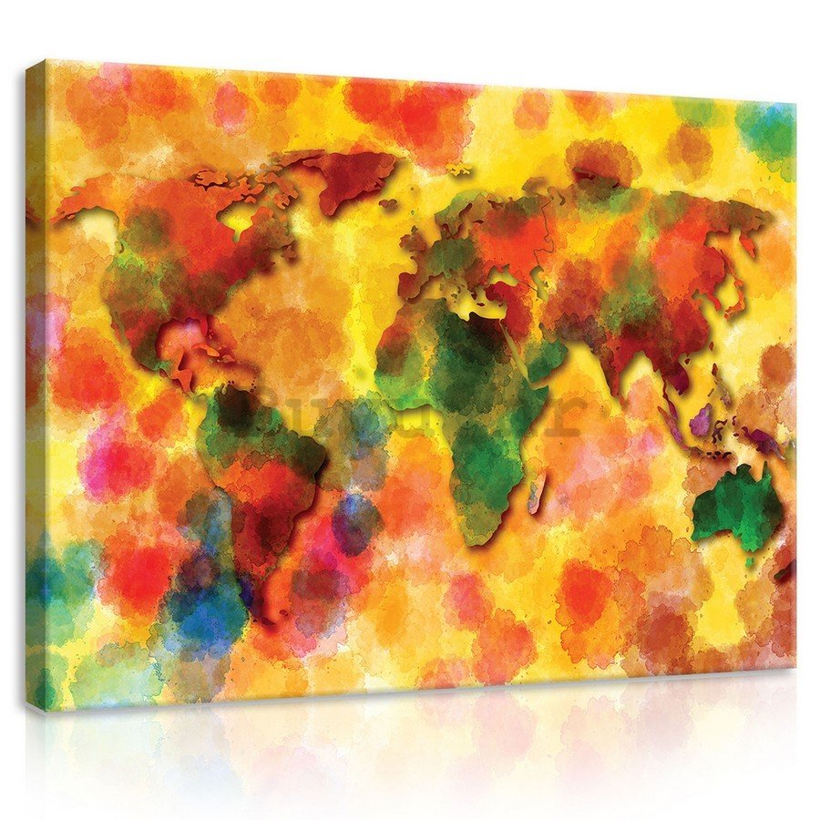 Slika na platnu: Šarena karta svijeta - 75x100 cm