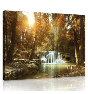 Slika na platnu: Vodopadi u šumi (1) - 75x100 cm