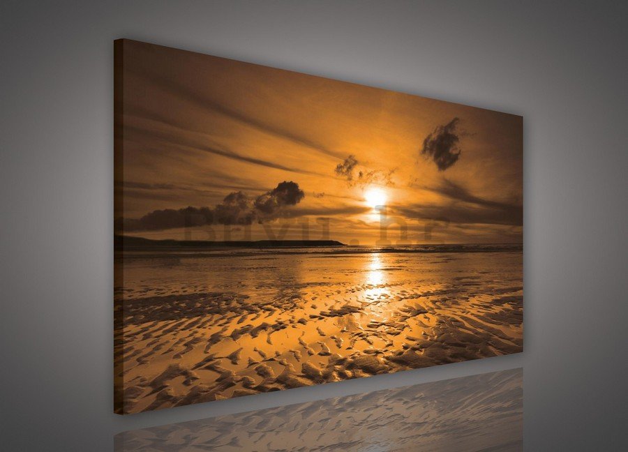 Slika na platnu: Zalazak sunca na plaži (1) - 75x100 cm