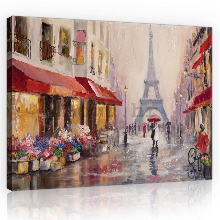 Slika na platnu: Uličica do Eiffelovog tornja (slikana) - 75x100 cm