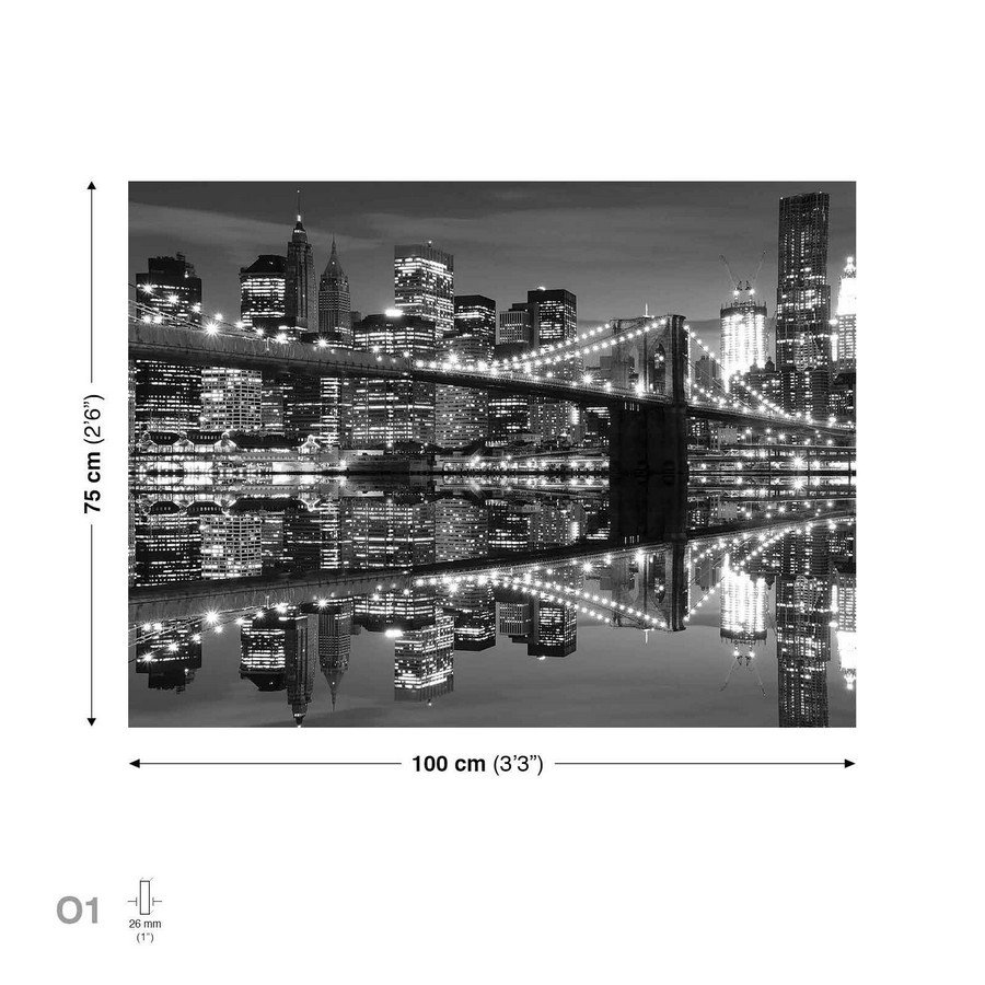 Slika na platnu: Crno-bijeli Brooklyn Bridge (3) - 75x100 cm