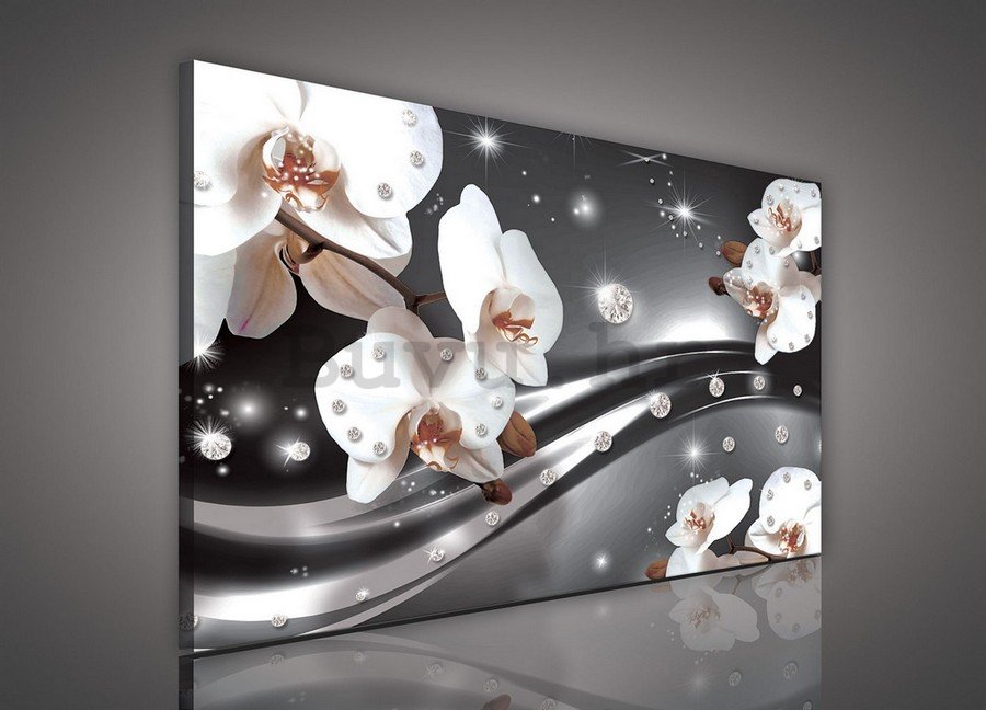 Slika na platnu: Orhideja i apstrakcija - 75x100 cm
