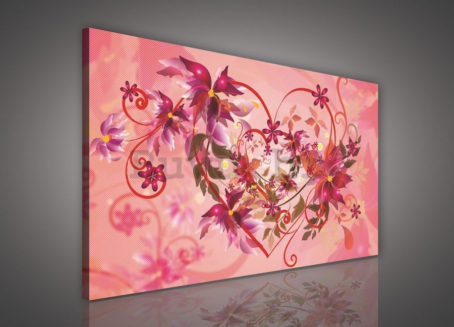 Slika na platnu: Ružičasta cvjetna apstrakcija (1) - 75x100 cm