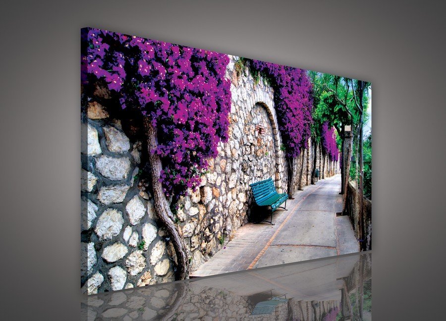 Slika na platnu: Klupa pokraj zida (Italija) - 75x100 cm