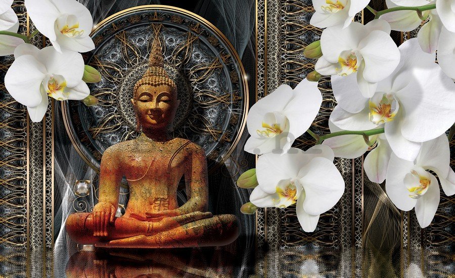 Slika na platnu: Budha bijela orhideja (1) - 75x100 cm