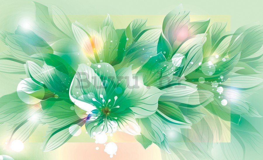 Slika na platnu: Apstraktno cvijeće (zeleno) - 75x100 cm