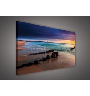 Slika na platnu: Šareni zalazak sunca na plaži - 75x100 cm