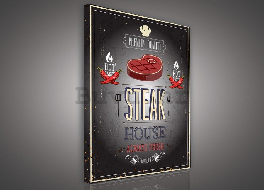 Slika na platnu: Steak house (crno-bijeli) - 75x100 cm