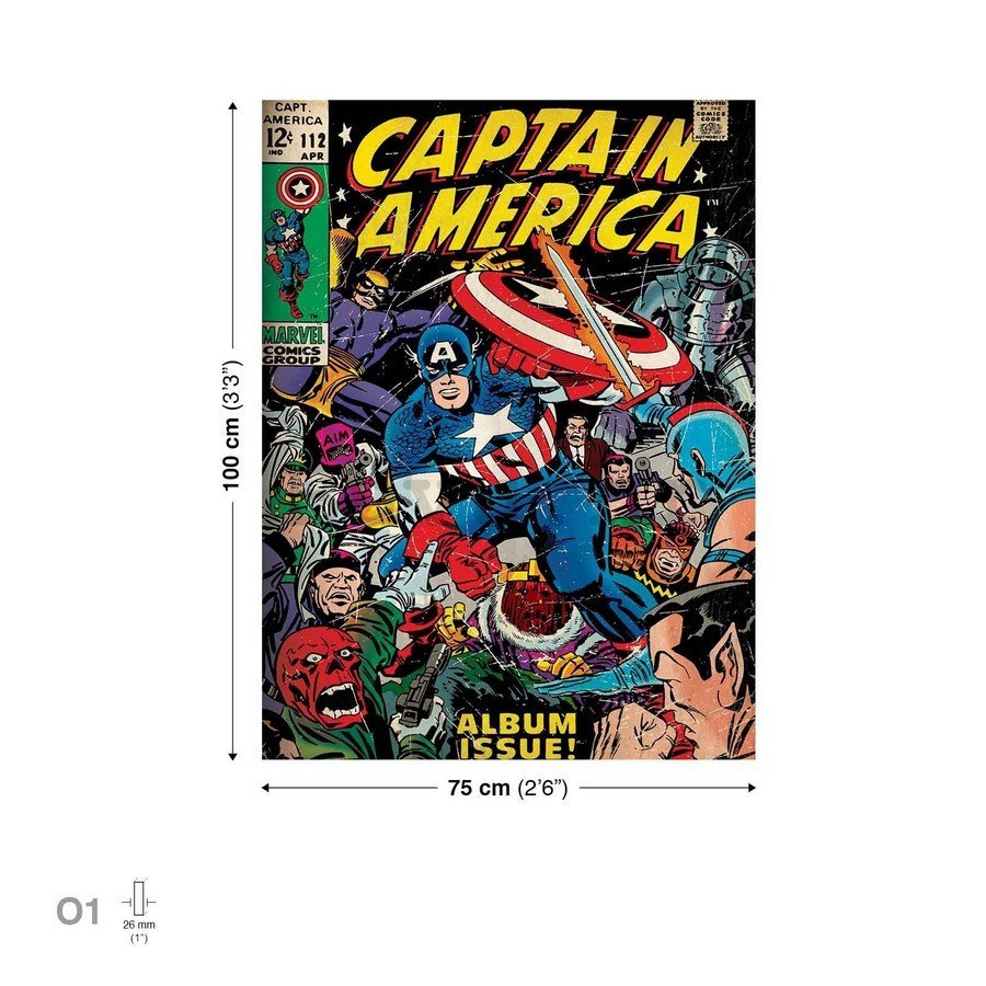 Slika na platnu: Captain America (comics) - 75x100 cm