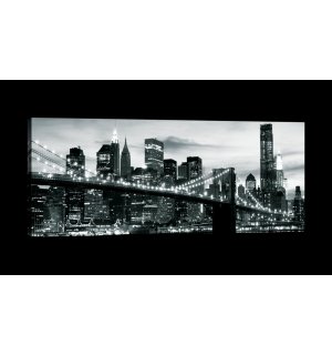 Slika na platnu: Crno-bijeli Brooklyn Bridge (4) - 145x45 cm
