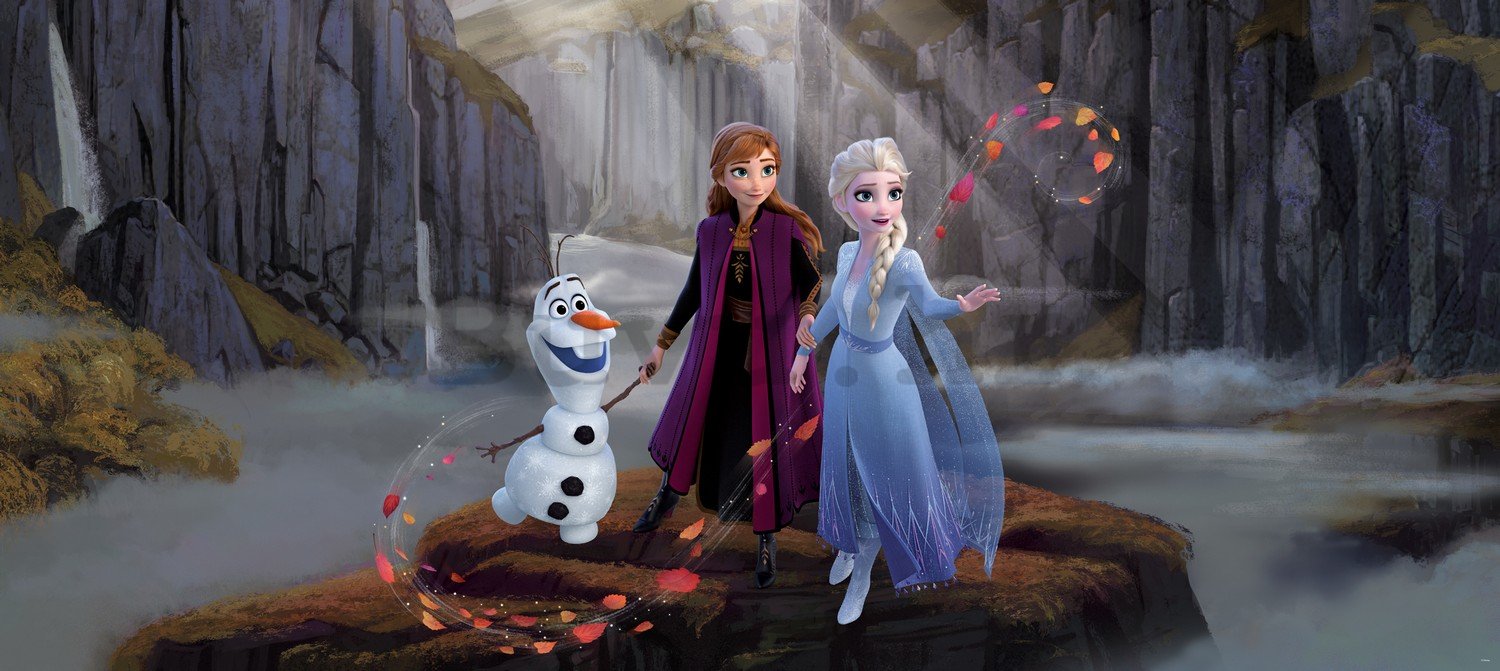 Foto tapeta Vlies: Frozen II Anna, Elsa, Olaf (1) (panorama) - 202x90 cm