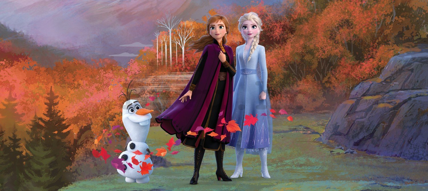 Foto tapeta Vlies: Frozen II Anna, Elsa, Olaf (2) (panorama) - 202x90 cm