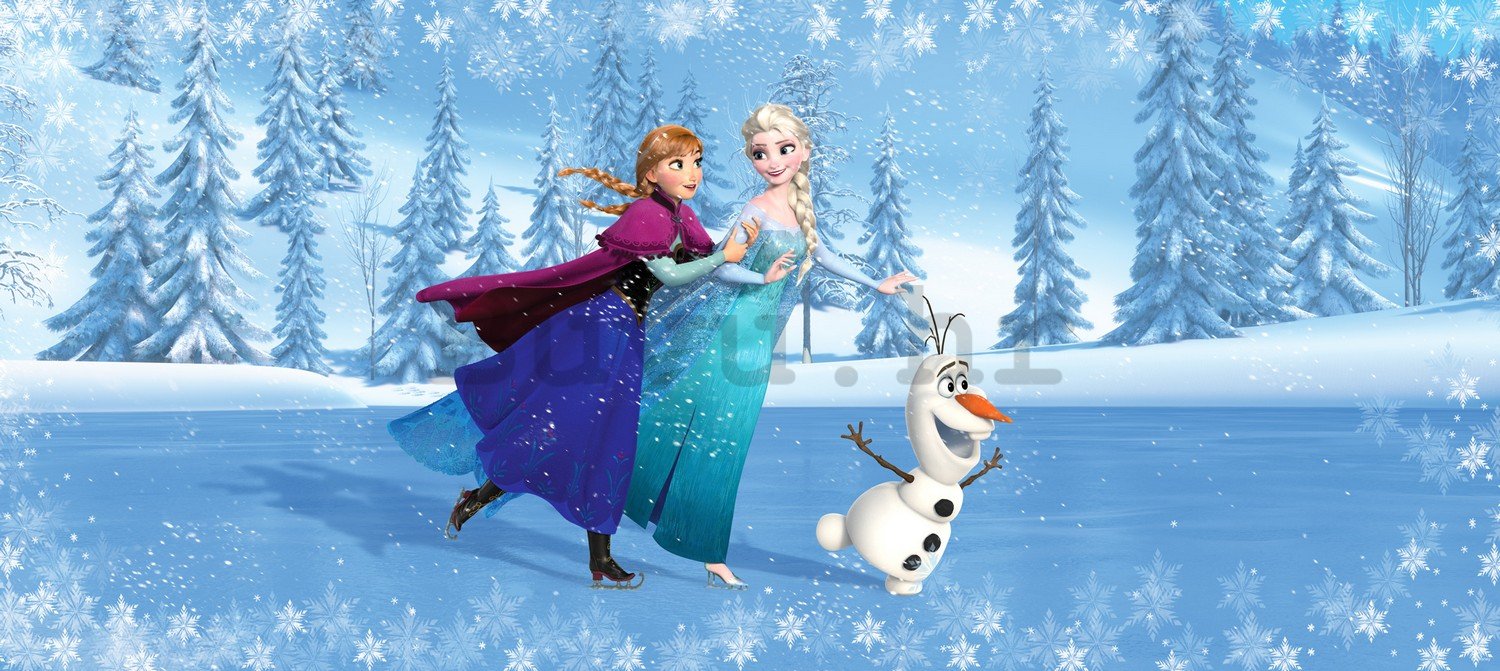 Foto tapeta Vlies: Frozen  Anna, Elsa, Olaf (panorama) - 202x90 cm