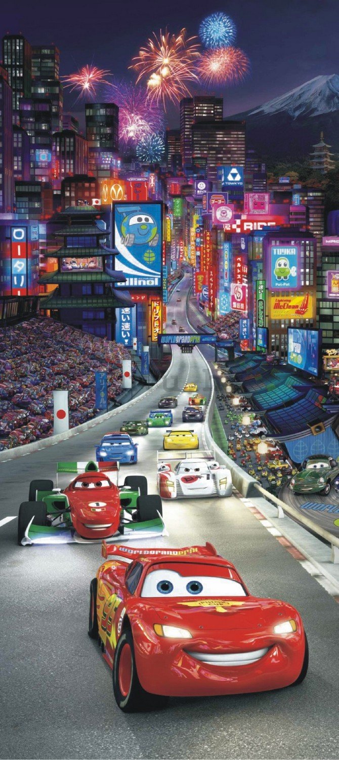 Foto tapeta Vlies: Cars night race - 90x202 cm