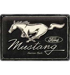 Metalna tabla: Ford Mustang (Horse Logo Black) - 30x20 cm