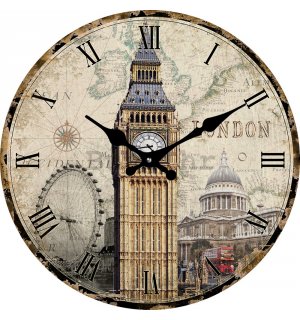 Zidni stakleni sat: Big Ben - 34 cm