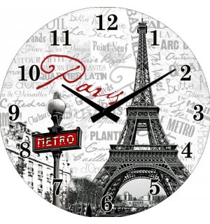 Zidni stakleni sat: Pariz - 34 cm