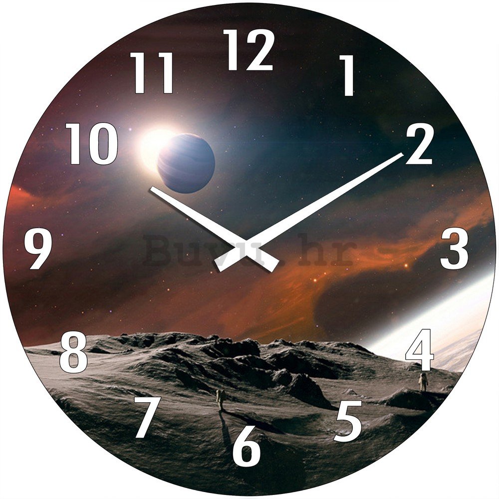 Zidni stakleni sat: svemir - 34 cm